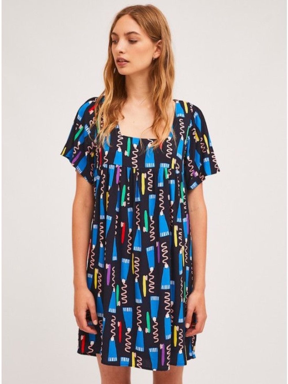 Compania Fantastica Babydoll Dress - Toothpaste and Toothbrush print